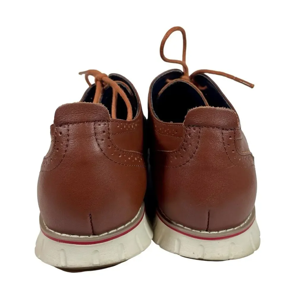 LAOKS Men's Brown Leather Wingtip Oxford Hybrid Dress Shoe Sz 10.5 Lace-Up